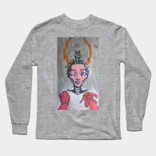 cyber human robot with origami and horns Long Sleeve T-Shirt